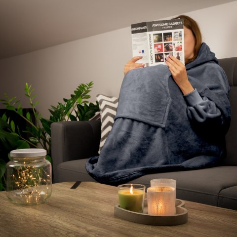 Bluzair Bluza Koc z Kapturem XXL Ciepła Szary 4w1