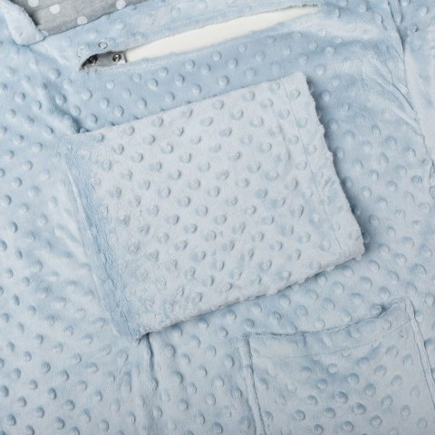 Kocyk zimowy Błękitny minky gruby koc z rękawkami