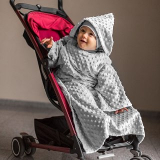 Kocyk zimowy Szary minky gruby koc z rękawkami