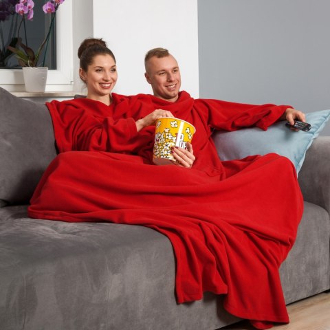 Kocyko - Szlafrok dla Pary Czerwony koc z rękawami