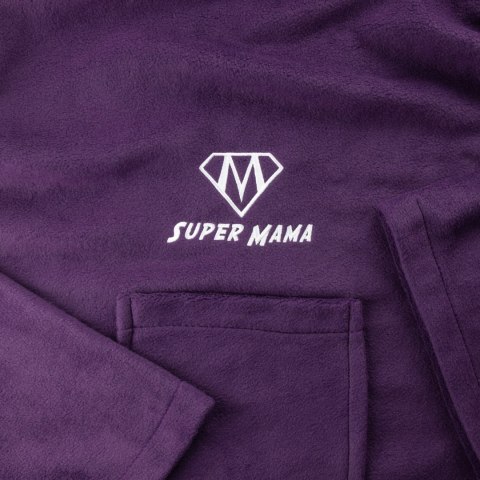 Kocyko-szlafrok SUPER MAMA - Śliwka - prezent dla mamy na urodziny