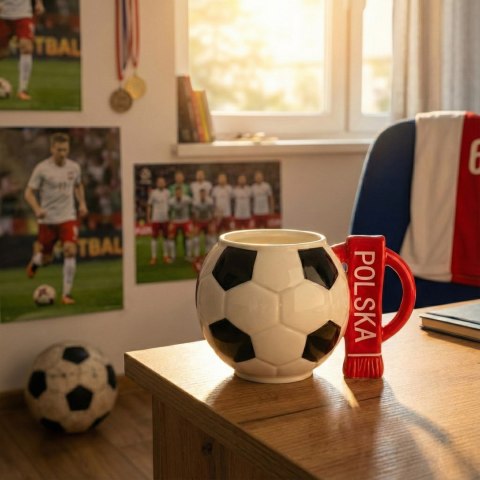 Sprintigo Kubek piłka z szalikiem - Polska - prezent dla piłkarza, kibica