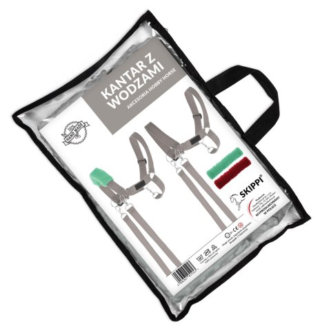 Skippi Kantar dla Hobby Horse - wodze, 2 wymienne futerka - szary