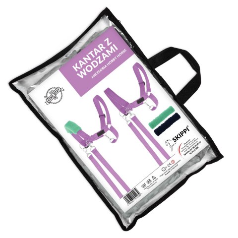 Zestaw Skippi - Hobby Horse Szary i dodatkowy Kantar - lawendowy